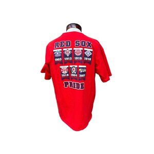 Boston Red Sox Pride Champions 1903 -2001 T-Shirt‎ Majestic 100% Cotton Red